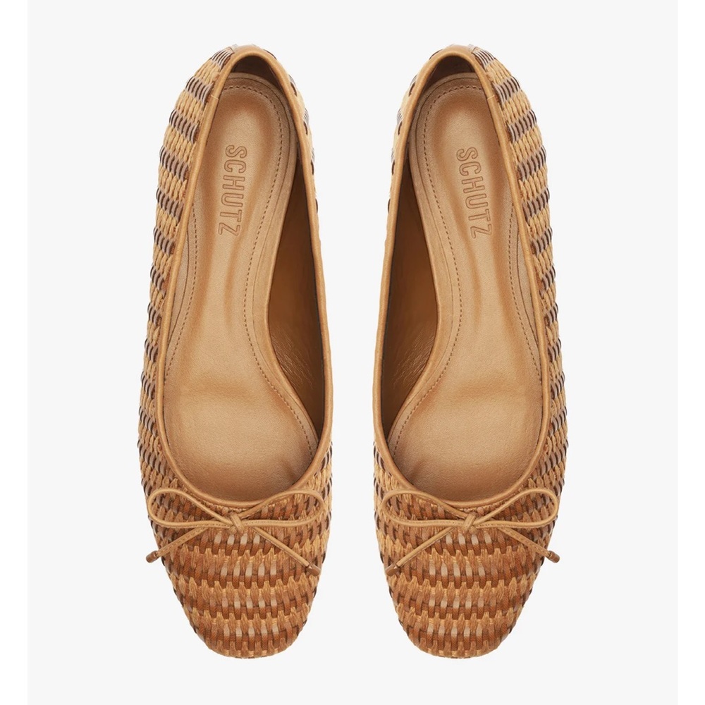 SCHUTZ Tan Woven Flats